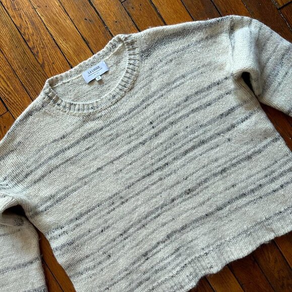 La Ligne New York Chunky Knit Crew Neck Oversized Sweater Women Medium Cream Gre - Picture 2 of 8